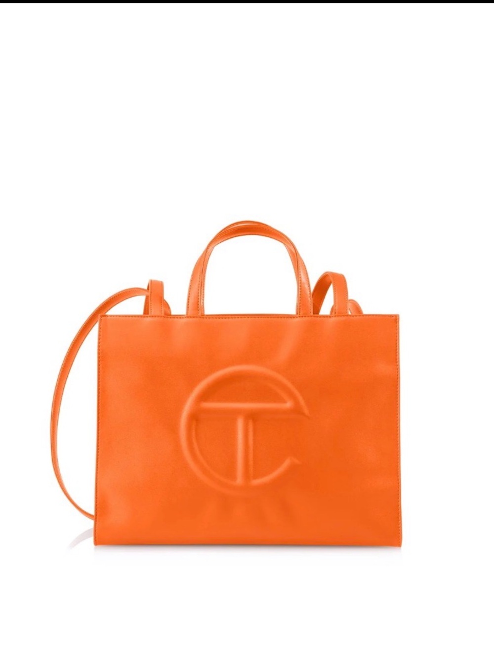 Telfar Orange Embossed Leather Tote